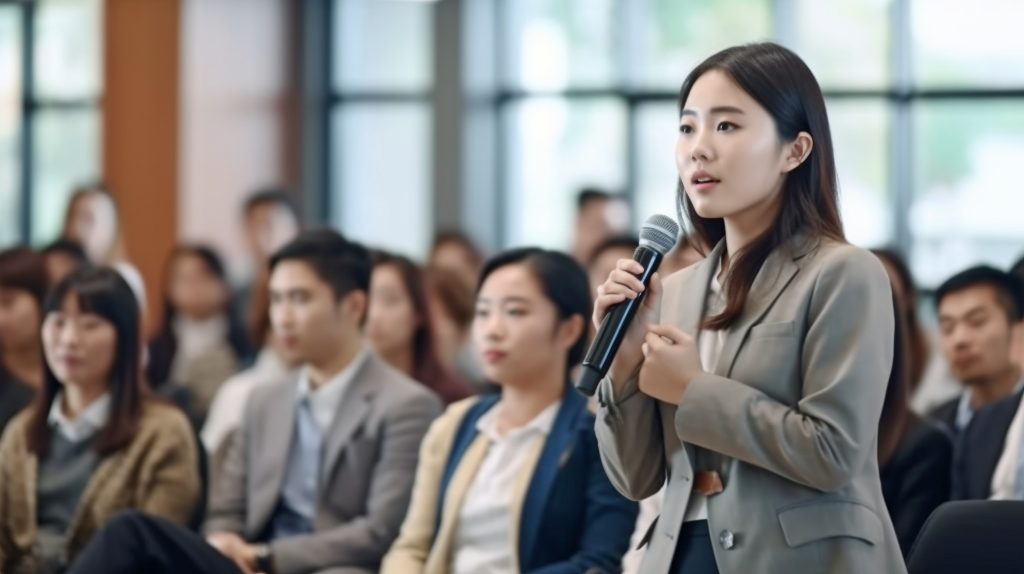 Services Generative Ai Is Used Deliver Speech By Successful Asian Businesswoman 1024x574